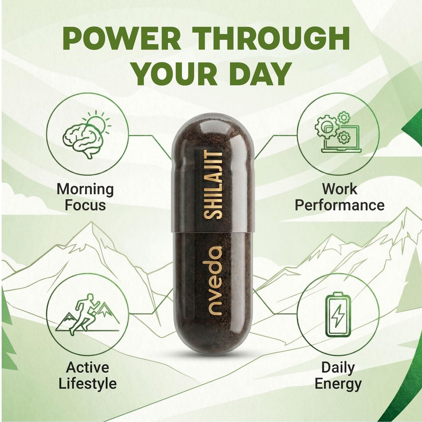 Nveda Shilajit Capsules for Men | Ayurvedic Shilajit Supplement for Stamina, Strength & Energy | Performance, Vitality & Immunity Support | Natural Shilajit Capsules | 60 Capsules