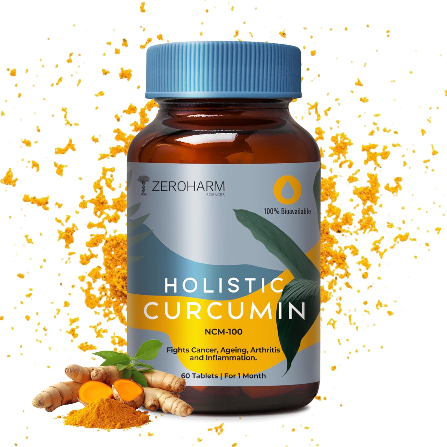 Holistic Curcumin ZEROHARM Supplement- 600mg (60 Veg Tablets) with 95% Curcumino