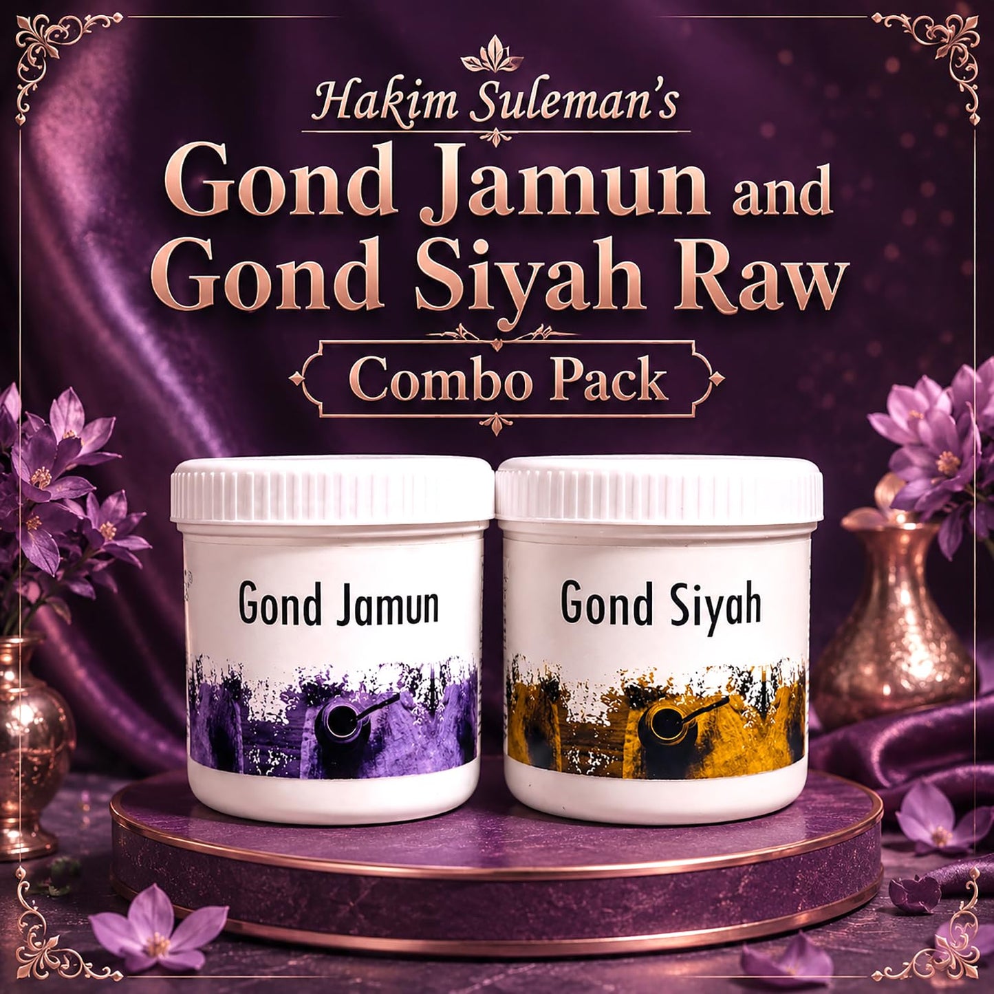 Hakim Suleman's Gond Jamun and Gond Siyah Raw Combo Pack | Herbal Daily Wellness Essentials | Convenient Lifestyle Duo