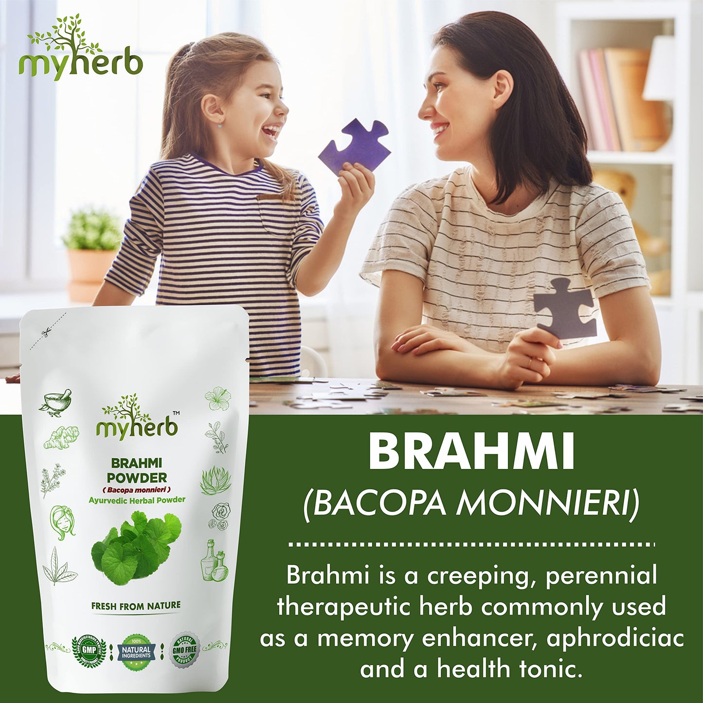 MYHERB Pure Natural 100% Organic Brahmi (Bacopa Monnieri) Powder || 227- image 5
