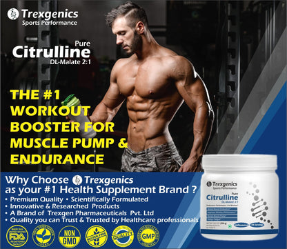 Trexgenics CITRULLINE Pure Powder (125 Servings) Endurance, Muscle Pump, Fatigue Control (250 gm) (Pack of 1)