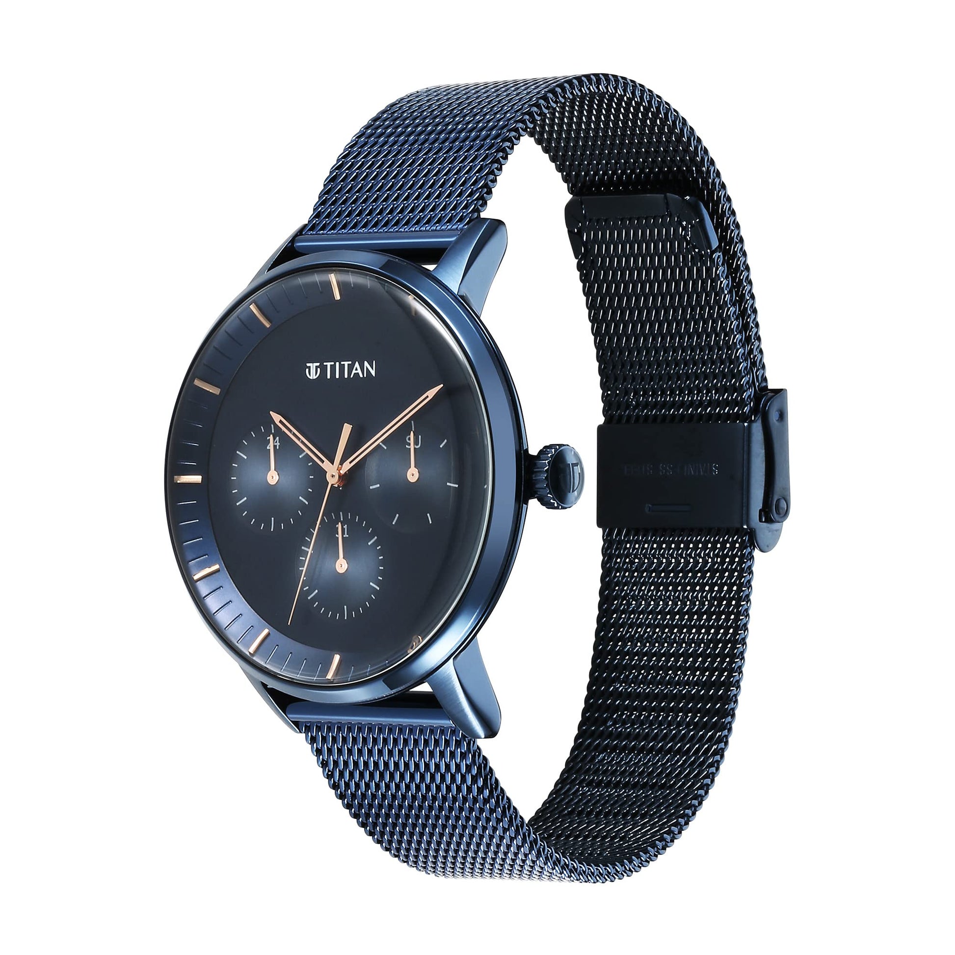 Titan Modern Classics Blue Dial Quartz Multifunction Stainless Steel St- image 4