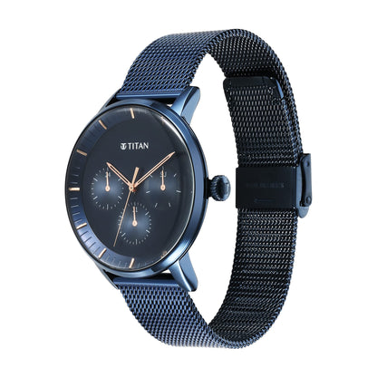 Titan Modern Classics Blue Dial Quartz Multifunction Stainless Steel St- image 4