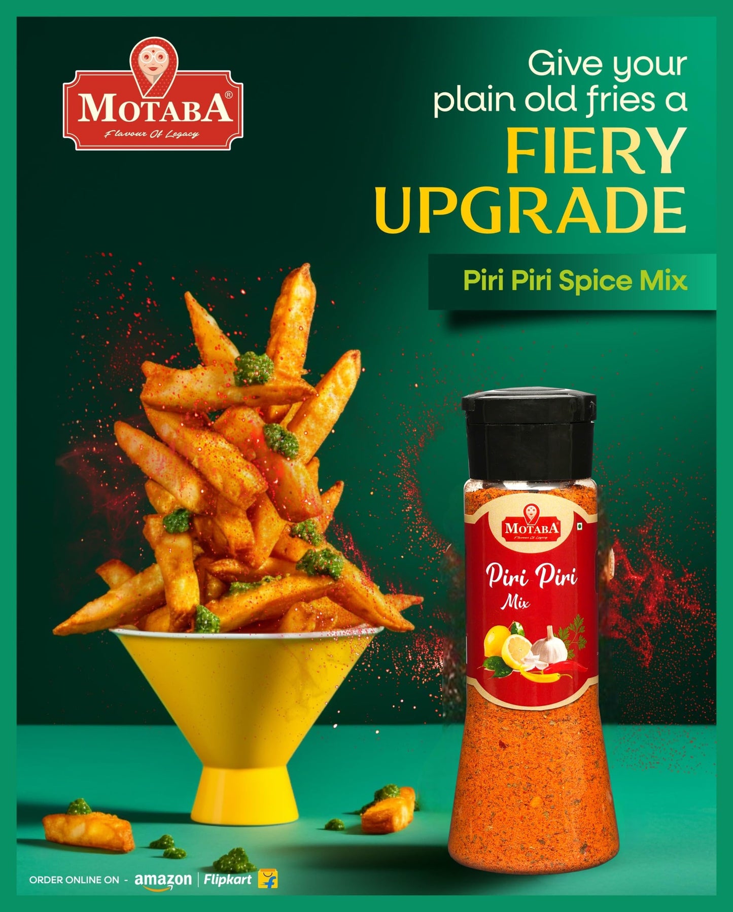 Motaba Piri Piri Spice Mix 100g Jar | Exotic Spices | Multi-purpose Seasoning | Zero added Colours, Fillers, Additives & Preservatives -(100 Gram_Jar)
