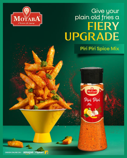 Motaba Piri Piri Spice Mix 100g Jar | Exotic Spices | Multi-purpose Seasoning | Zero added Colours, Fillers, Additives & Preservatives -(100 Gram_Jar)
