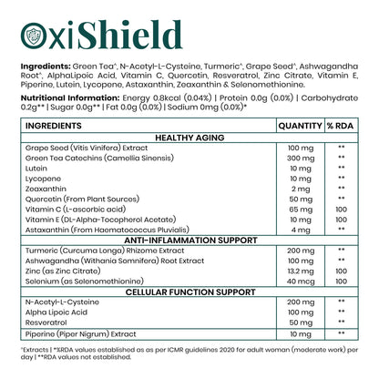 Purezen OxiShield | Powerful Multi-Antioxidant Supplement with Astaxanthin, Zeaxanthin, Lycopene, Turmeric & Alpha Lipoic Acid for Cellular Health & Healthy Aging | 60 Capsules
