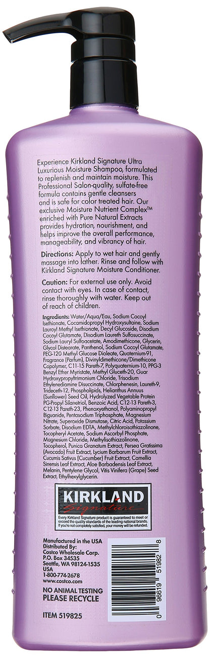 Kirkland Signature Professional Salon Formula Moisture Shampoo 33.8 Ounce Bottle