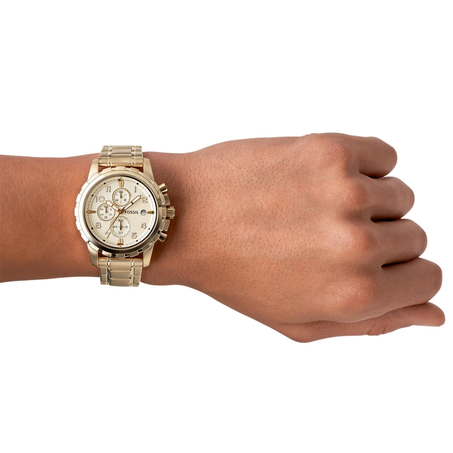 Fossil Men Stainless Steel Dean Analog Off-White Dial Watch-Fs4867, Band Color-Gold