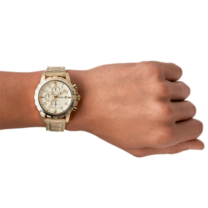 Fossil Men Stainless Steel Dean Analog Off-White Dial Watch-Fs4867, Band Color-Gold