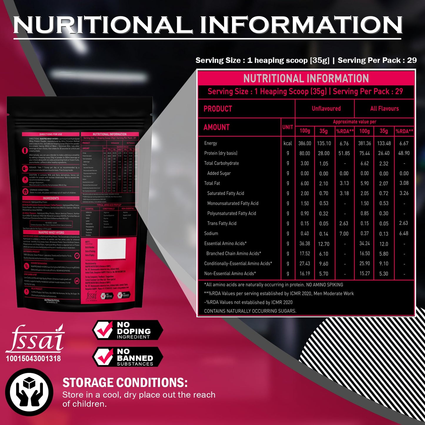 Nakpro HYDRO Whey Protein Hydrolyzed | 25.4g Protein, 5.8g BCAA | 1Kg M- image 7