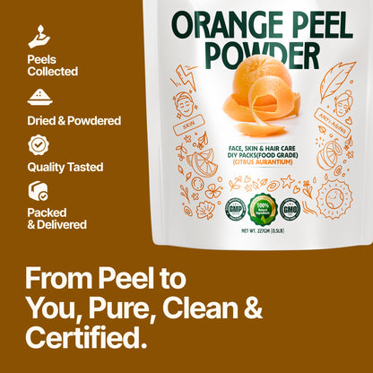 MYHERB 100% Pure Natural Organic Orange Peel Powder (Citrus Aurantium) || 227 Gm/0.5 Lbs || Ayurvedic Formula || Vitamic C || For Face, Skin Whitening & Hair Care || (Santra Chilka Powder)