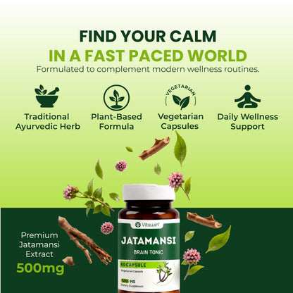 VitaWin Jatamansi Capsules 500mg – Natural Plant-Based Formula, 60 Vegetarian Capsules