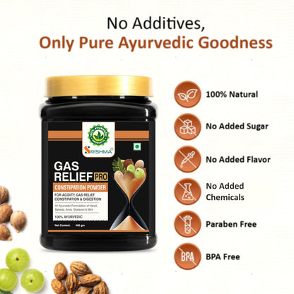 Srishma Gas Relief Pro Powder Gas Relief, Acidity Relief Ayurvedic Health Care Powder (400 g)