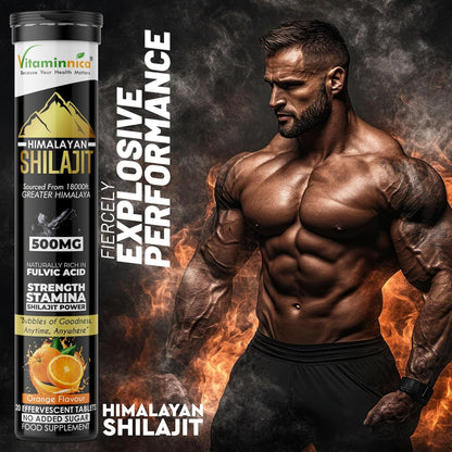 Vitaminnica Himalayan Shilajit Gold Effervescent Tablets, Orange Flavour, High Strength Fulvic Acid, Stamina & Immunity Support, 20 Count (Pack of 3)