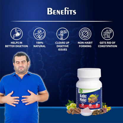 Kabz Mukt 30 Tablets - Ayurvedic Constipation Relief | Supports Digestive Health | Clears Colon | Regulates Digestion | Addresses Low Fiber Diet & Sedentary Lifestyle-Pack of 1
