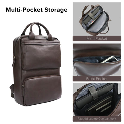 Police Leather Laptop Backpack for Men & Women | 15 inch College Bag fo- image 5