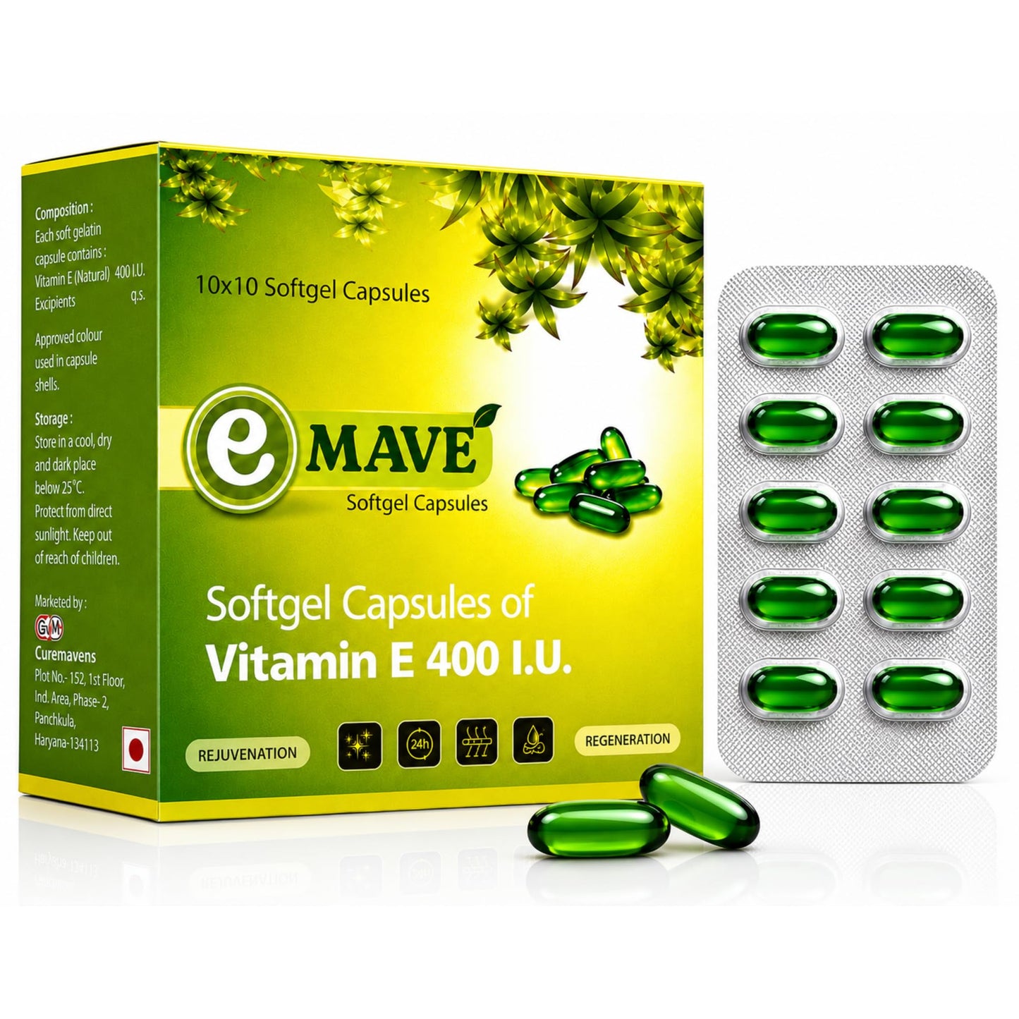 Curemavens Vitamin E 400 IU Softgel Capsules | Vitamin E Supplement for Daily Wellness | Easy-to-Consume Softgels | Nutraceutical Supplement | 30 Softgel Capsules