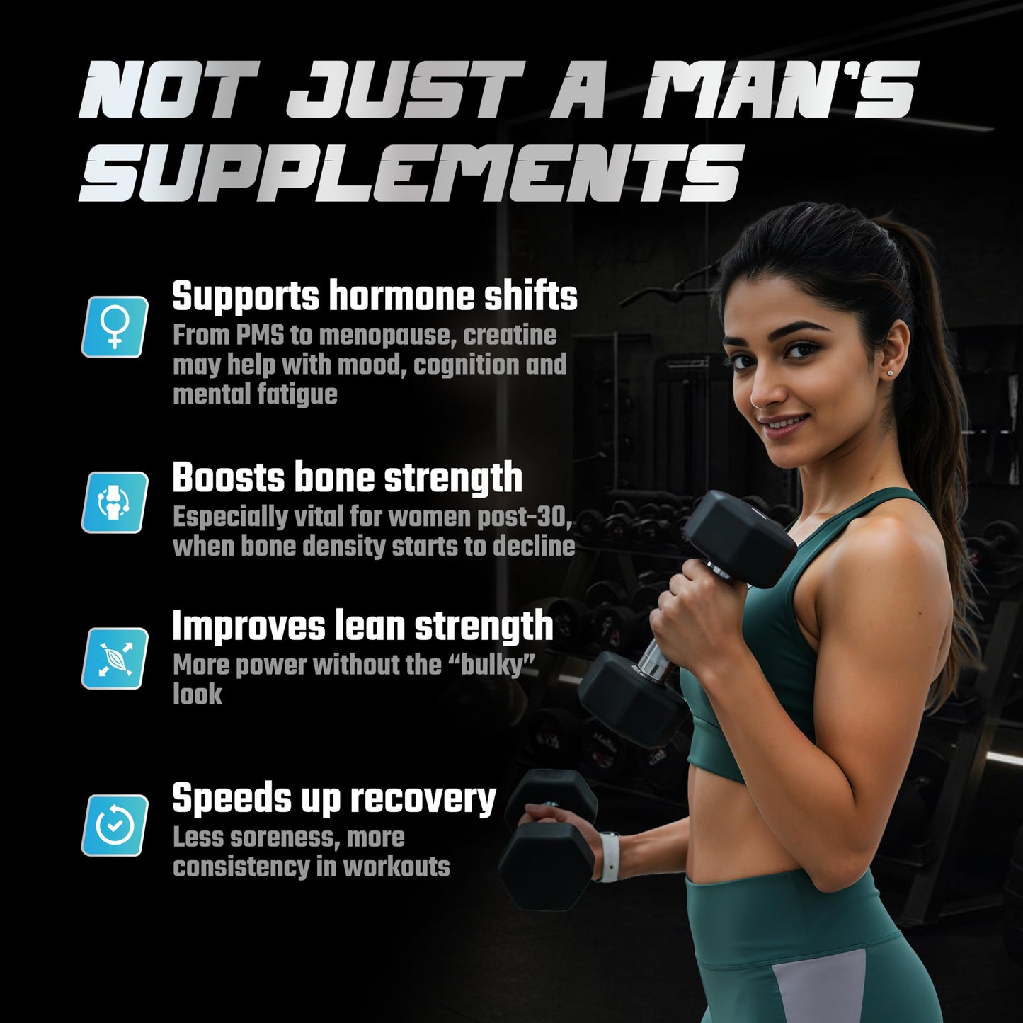 Blubein Micronised Creatine Monohydrate for Men & Women | Supports Lean Muscle Growth, Faster Recovery & Cognition | Unflavoured | 100g, Pack of 1