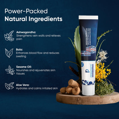 PENIKOSETE Advanced Vein Treatment Kit with Ashwagandha Cream & Tablets | Relief for Varicose Veins, Swelling, Leg Discomfort & Blood Circulation Support with Ayurvedic Herbs