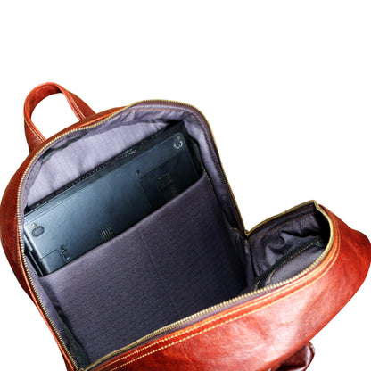 18" Brown Leather Backpack Vintage Rucksack Laptop Bag Water Resistant- image 4