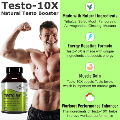 End2End Nutrition Testo 10X Natural Testosterone Booster Supplement and Multivitamin with Probiotics (Combo Pack) 60x2 Tablets