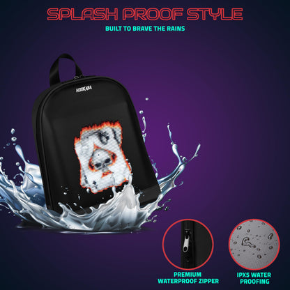 Hookaba Bold Bling LED Backpack for Kids 8L (Black) | Smart Display Bag | with Programmable Screen, App Control & Water Resistant | Unisex Daypack for School, College, Travel | for Boys & Girls