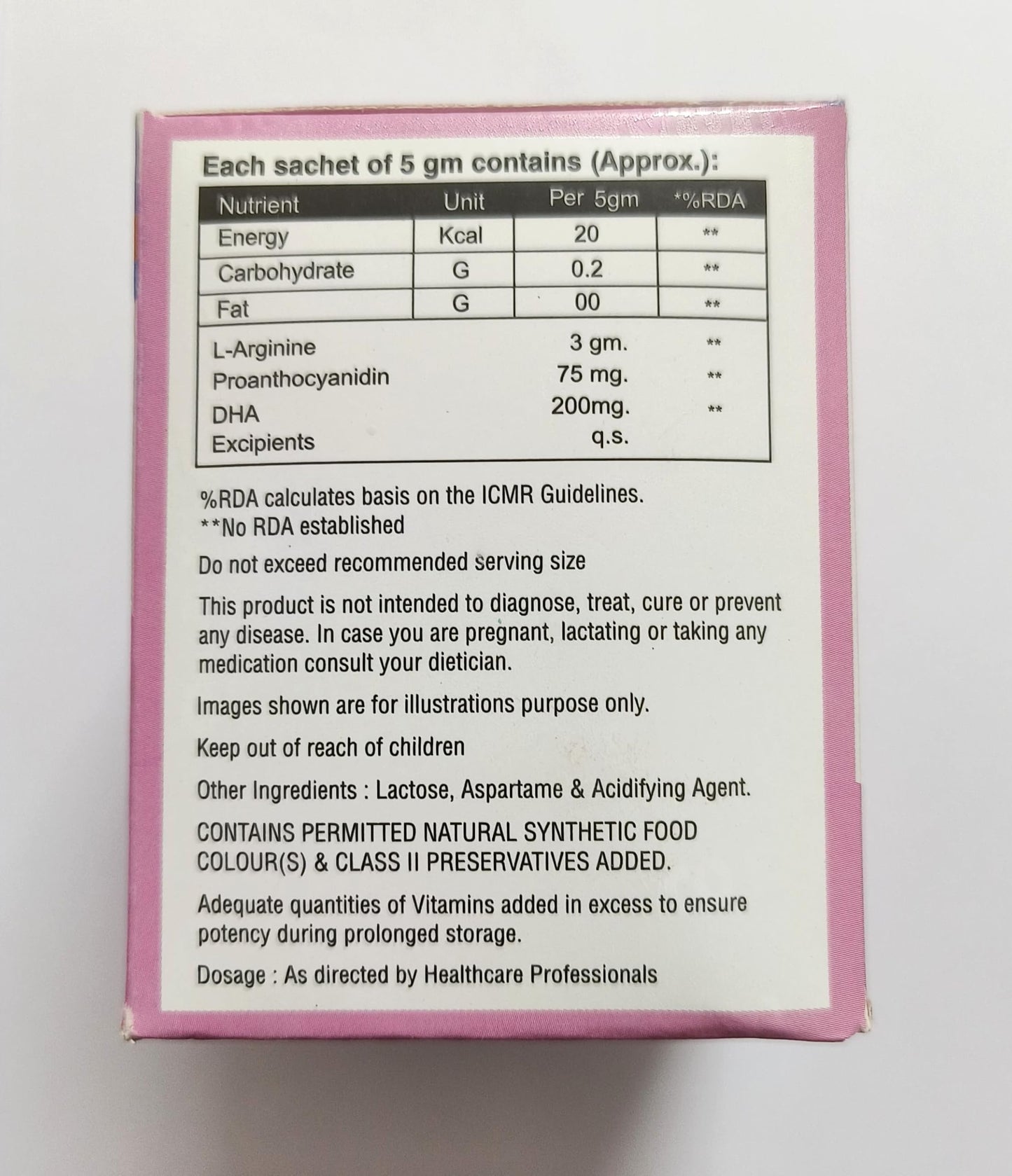 Virgo Healthcare Lyco Health-A, L-Arginine, Sugarfree (20 Sachets)