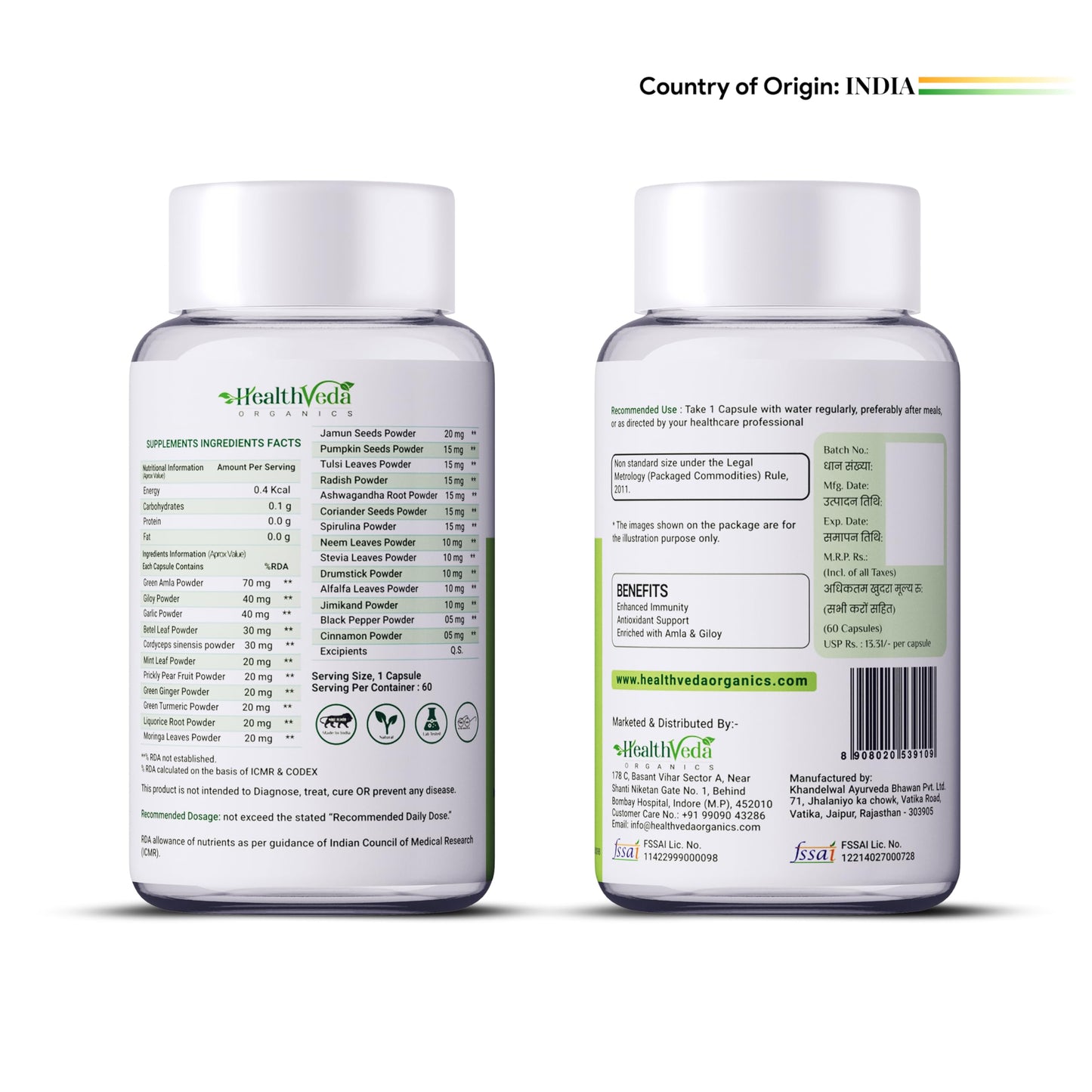 Health Veda Organics Natural Capsules for Men & Women I Immunity blend- image 8