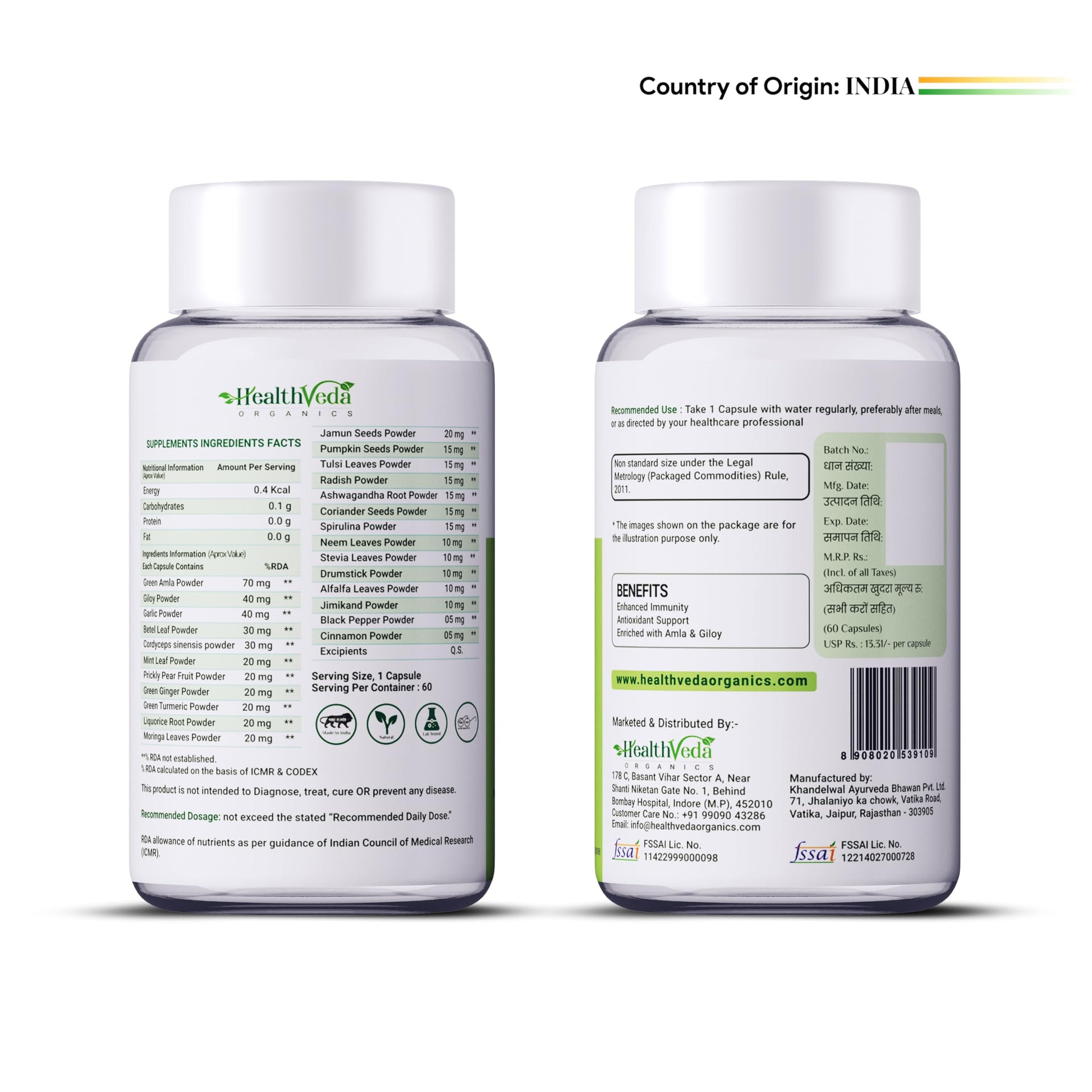 Health Veda Organics Natural Capsules for Men & Women I Immunity blend- image 8