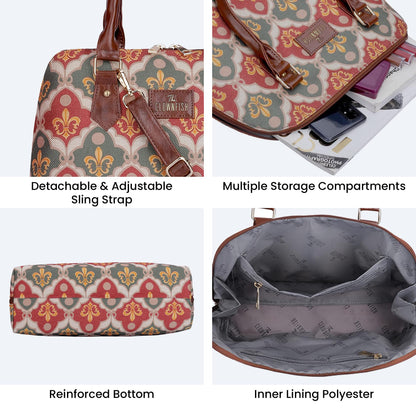 THE CLOWNFISH Montana Series Handbag for Women Office Bag Ladies Purse Shoulder Bag Tote For Women College Girls (Pink-Rangoli Design)