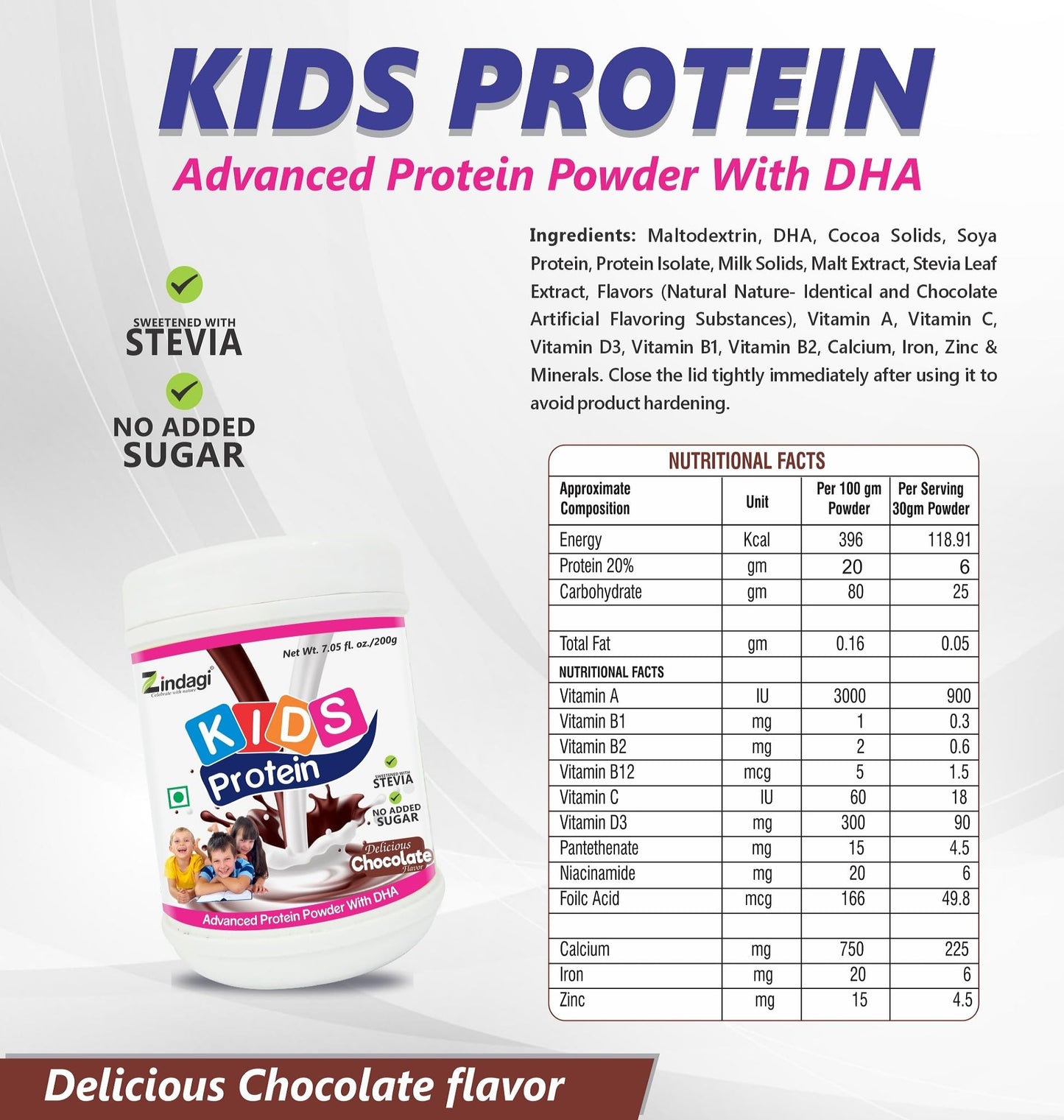 Zindagi Protein Powder For Kids - Champ Protein Powder - Sugar Free Nutritional Drink (200 Gm)