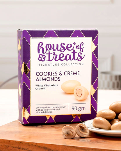 HyperFoods® Rakhi with Chocolates Gift for Brother Cookies and Creme Almonds 90 Grams Chocolate Gift Pack Rakhi for Brother with Chocolates Pink Sky Rakhis with Roli and Rice Chocolate Gift
