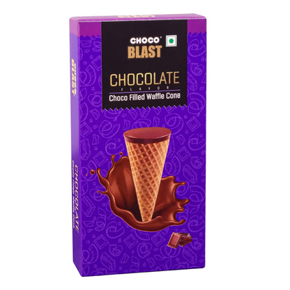 Pure Temptation Chocoblast Chocolate Filled Waffle Cones | Chocolate Gift Pack | Crunchy Chocolate Snack | Individually Wrapped Bites | Premium Chocolate Box for Kids & Adults (8, Chocolate)