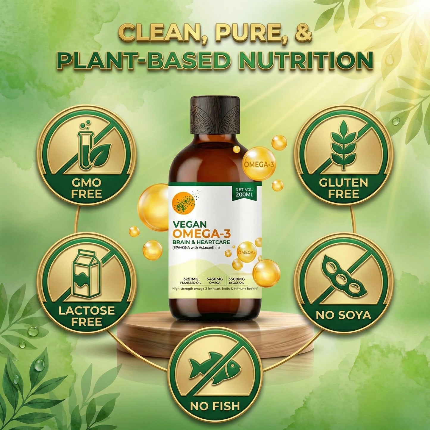 Vegan Omega 3 Oil – Algae Oil Omega with EPA DHA & Astaxanthin | Supplement for Heart, Brain, Eyes, Skin & Joints | High EPA DHA