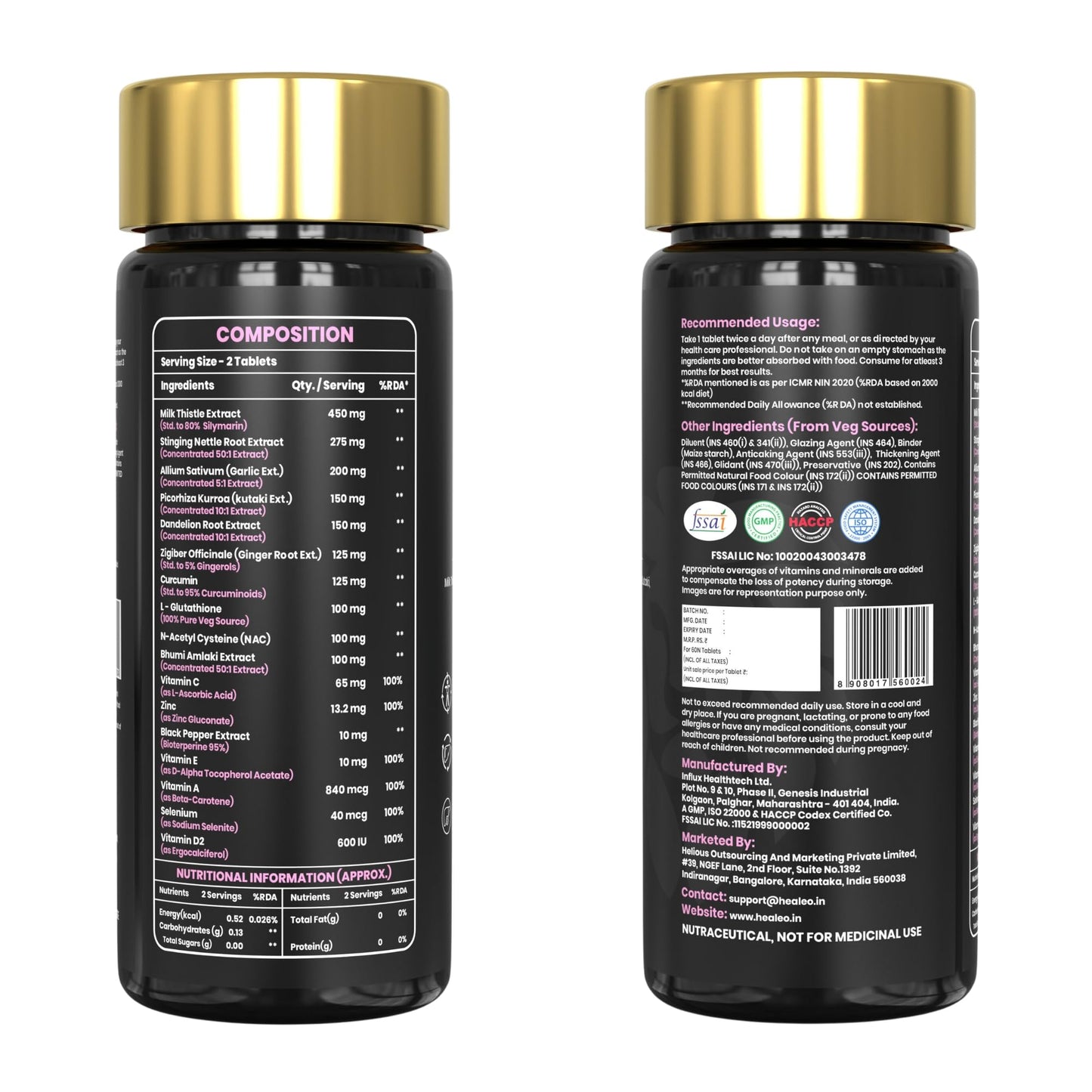 Healeo Liver Forte 2500mg, 17-in-1 Milk Thistle Liver Detox Supplement- image 2