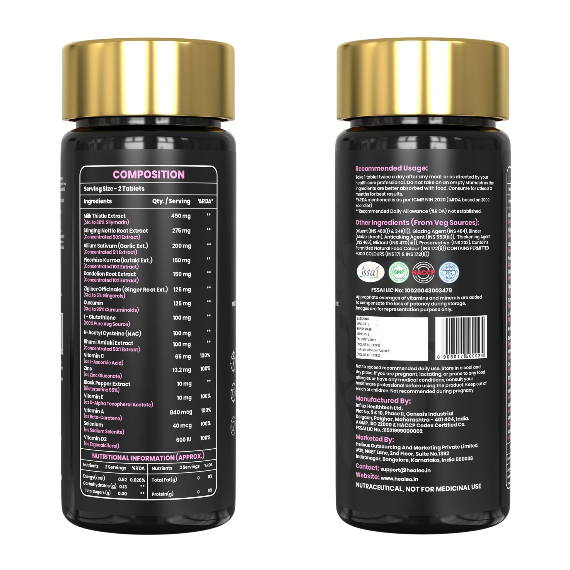 Healeo Liver Forte 2500mg, 17-in-1 Milk Thistle Liver Detox Supplement- image 2