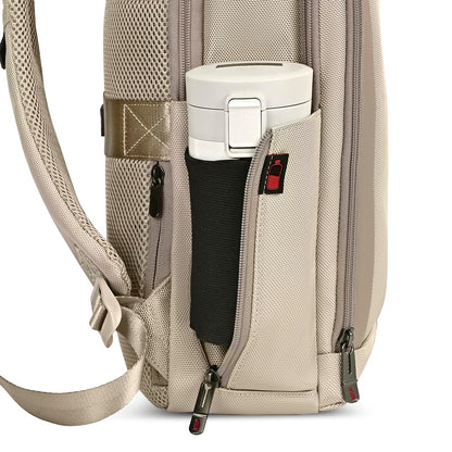 VIP VOGUE 17 Inch Compatible Laptop Backpack 22L | Water-Resistant with 3 Compartments | Padded Laptop Sleeve, Side Bottle Pocket, Front Organizer | Office & Travel Backpack for Men & Women (Beige)