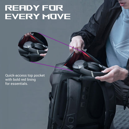 ASUS ROG Ranger BP2701 (2025) Lightweight Gaming Backpack, Spacious storage upto 22L, Ergonomic design, Built-in luggage strap, Adjustable Chest Strap, fits up to a 17-inch laptop, Black, 0.93 kg
