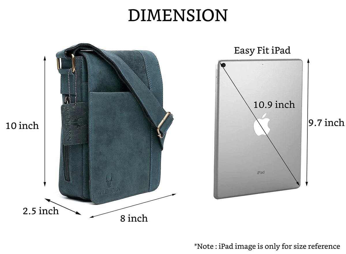 WildHorn Genuine Leather Sling Bag for Men – Stylish, Spacious, and Durable Crossbody Bag for Daily Use & Travel | Adjustable Strap | 1-Year Warranty (Blue Hunter)