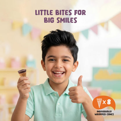 Pure Temptation® Chocoblast Mini Waffle Cone Chocolate Bites (8 Pcs) | Premium Birthday Chocolate Gift Pack for School Distribution, Snacks or Dessert | Kids Chocolate Box (Orange Flavoured)