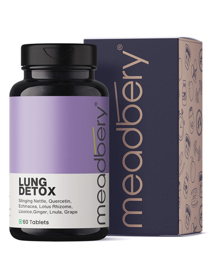 Meadbery Lung Detox 100% Ayurvedic Lungs Detox For Smokers With Vitamins Mulethi Echinacea Natural Plant Extracts Removes Tar From Lungs And Liver Due To Smoke Air Pollution (Pack of 60 Tablets)