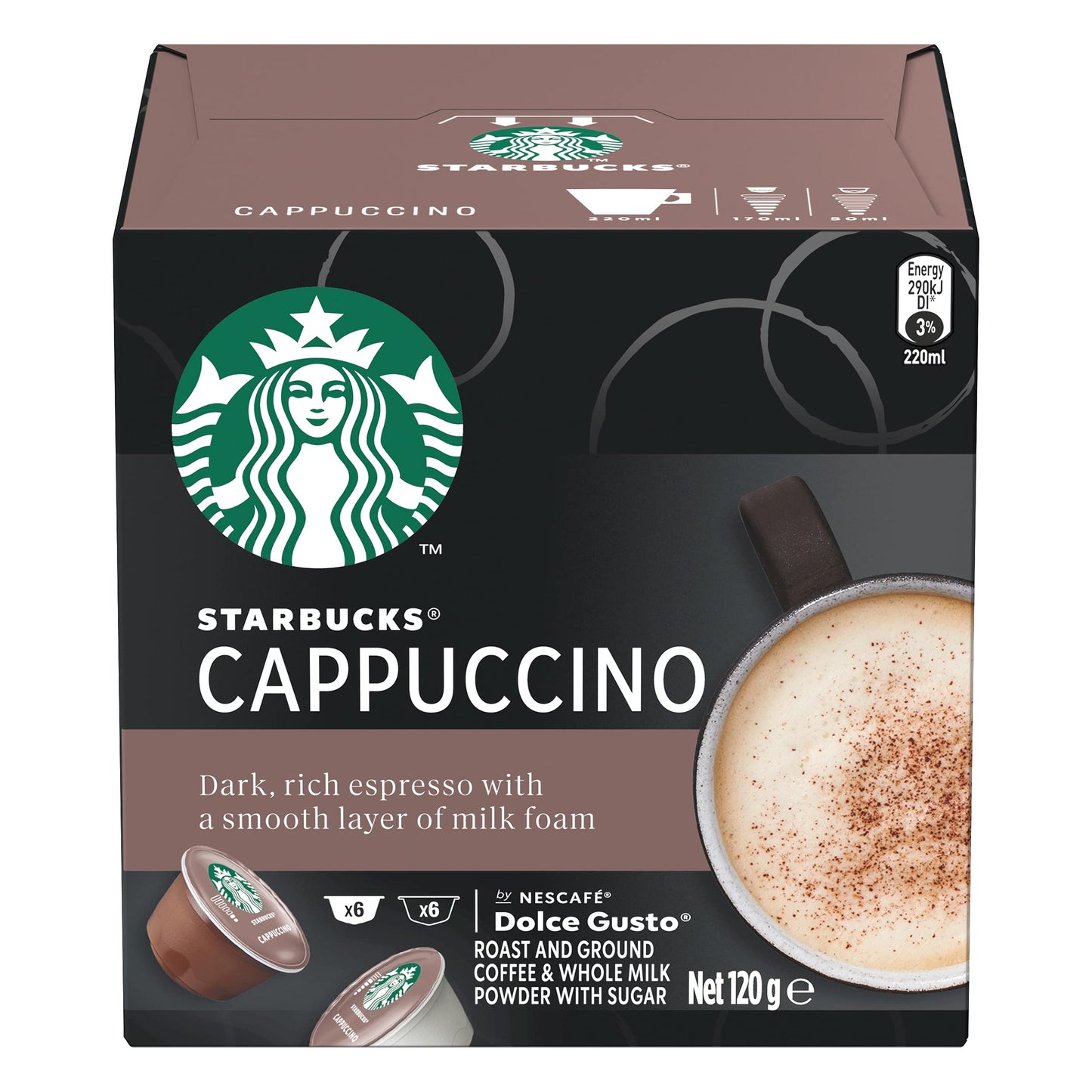STARBUCKS Cappuccino By Nescafe Dolce Gusto Coffee Pods, Box Of 12 Capsules, 120Gram (6 Serves)