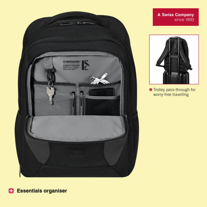 WENGER, New Essentials 2023, XE Extent 17 inches Laptop Backpack (37 liters), 50 cm, Black, 612741, Travel Bag with Tablet Pocket | Swiss Designed