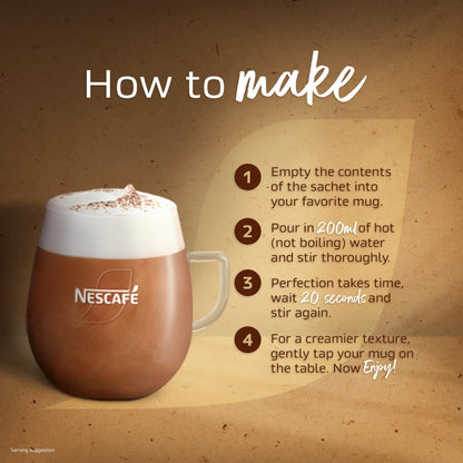 NESCAFÉ Cappuccino Unsweetened Instant Coffee 7 Sachets, 100percent Responsibly Sourced Coffee Pack of 1