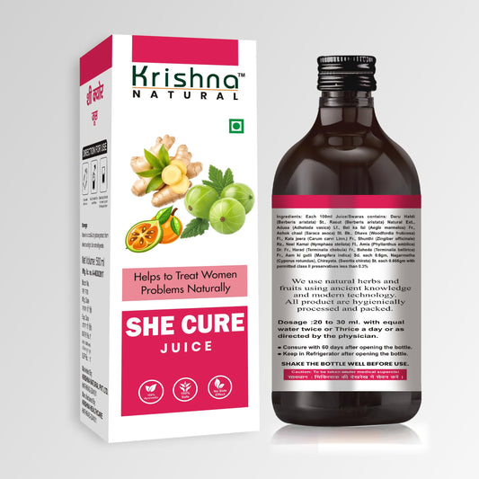 Krishna Herbal & Healthcare Natural She Cure Juice 500ml | Ayurvedic Women Health Tonic | Hormonal Balance & Female Wellness Support | Herbal Juice for Women