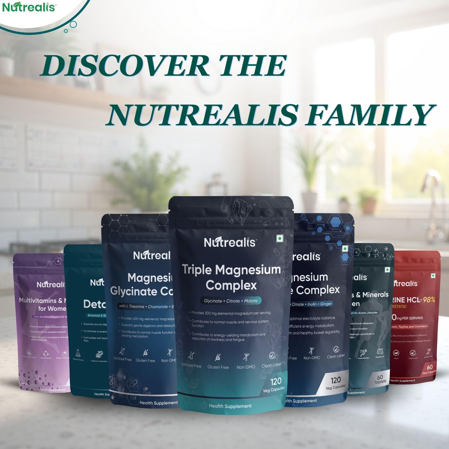 Nutrealis Triple Magnesium Complex | 120 Veg Capsules | Magnesium Glycinate, Citrate & Malate with Zinc | High Absorption Magnesium Supplement for Sleep, Muscle, Stress & Energy Support