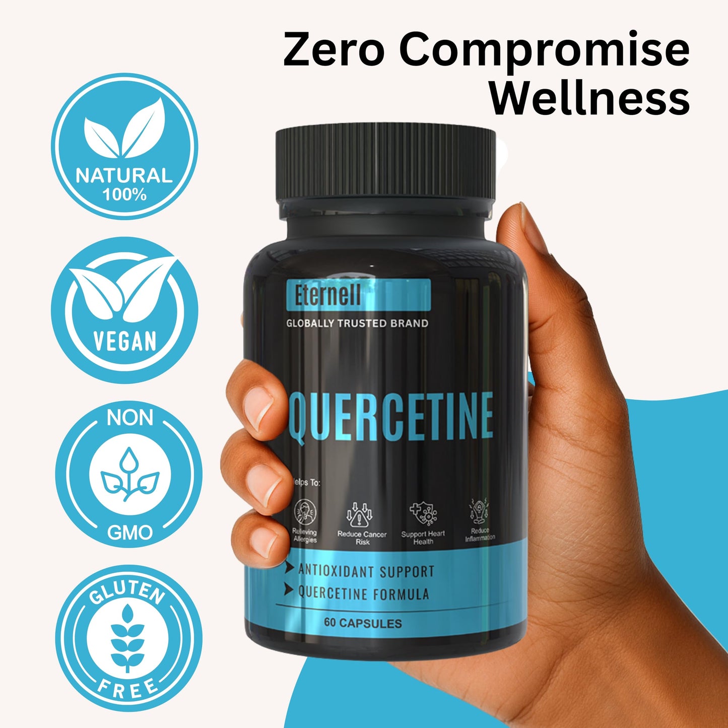 Eternell Quercetin 400mg (Sophora Japonica Extract) – Ayurvedic Natural Antioxidant Supplement for Men & Women | Supports Immunity, Heart & Respiratory Health | 60 Veg Capsules