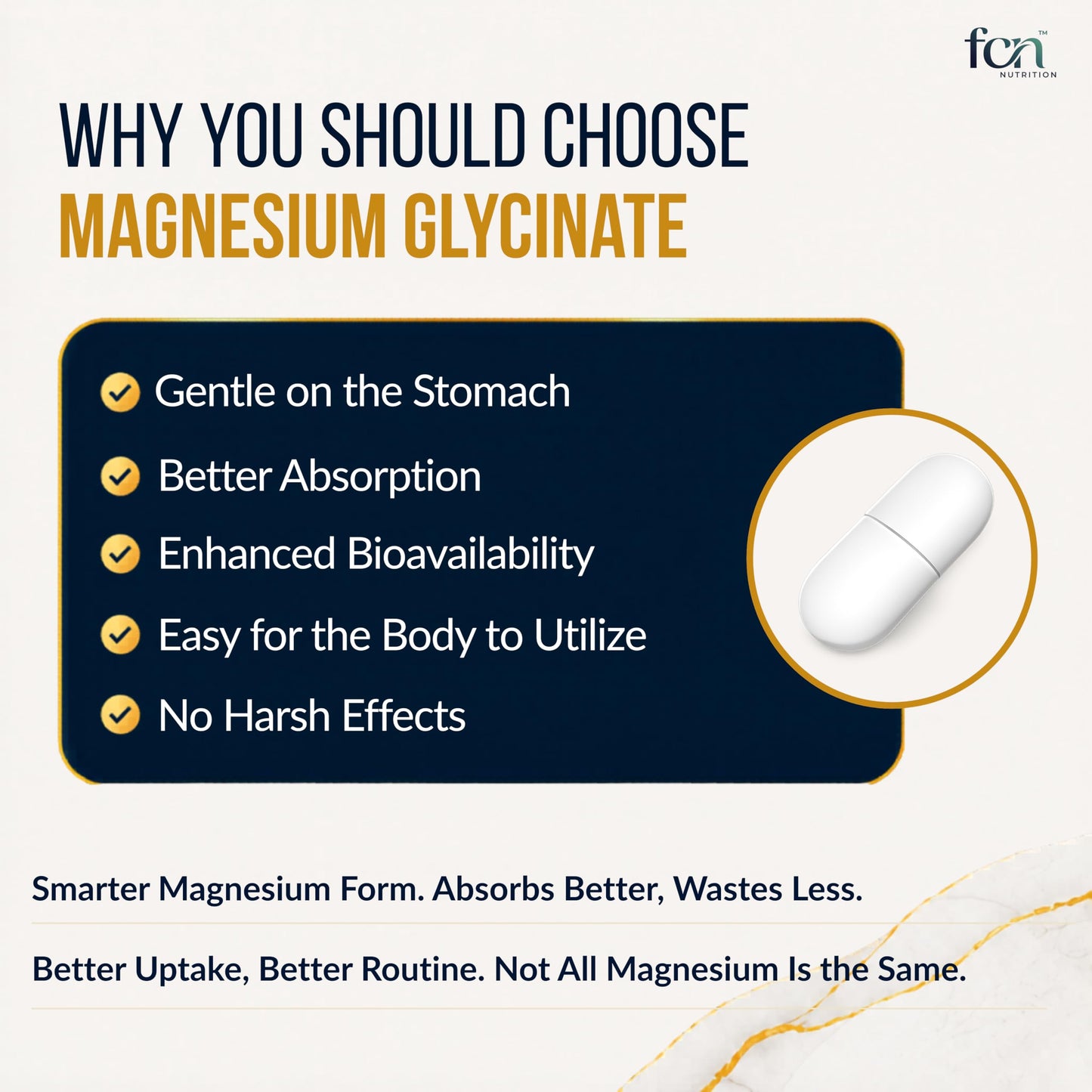 FCN - Magnesium Glycinate 320mg for Women & Men with KSM-66 Ashwagandha 300mg & B6 For Sleep, Muscle & Stress Support | 1540mg Magnesium Bisglycinate Chelate | Vegan, GMP-Certified | 90 Veg Tablets