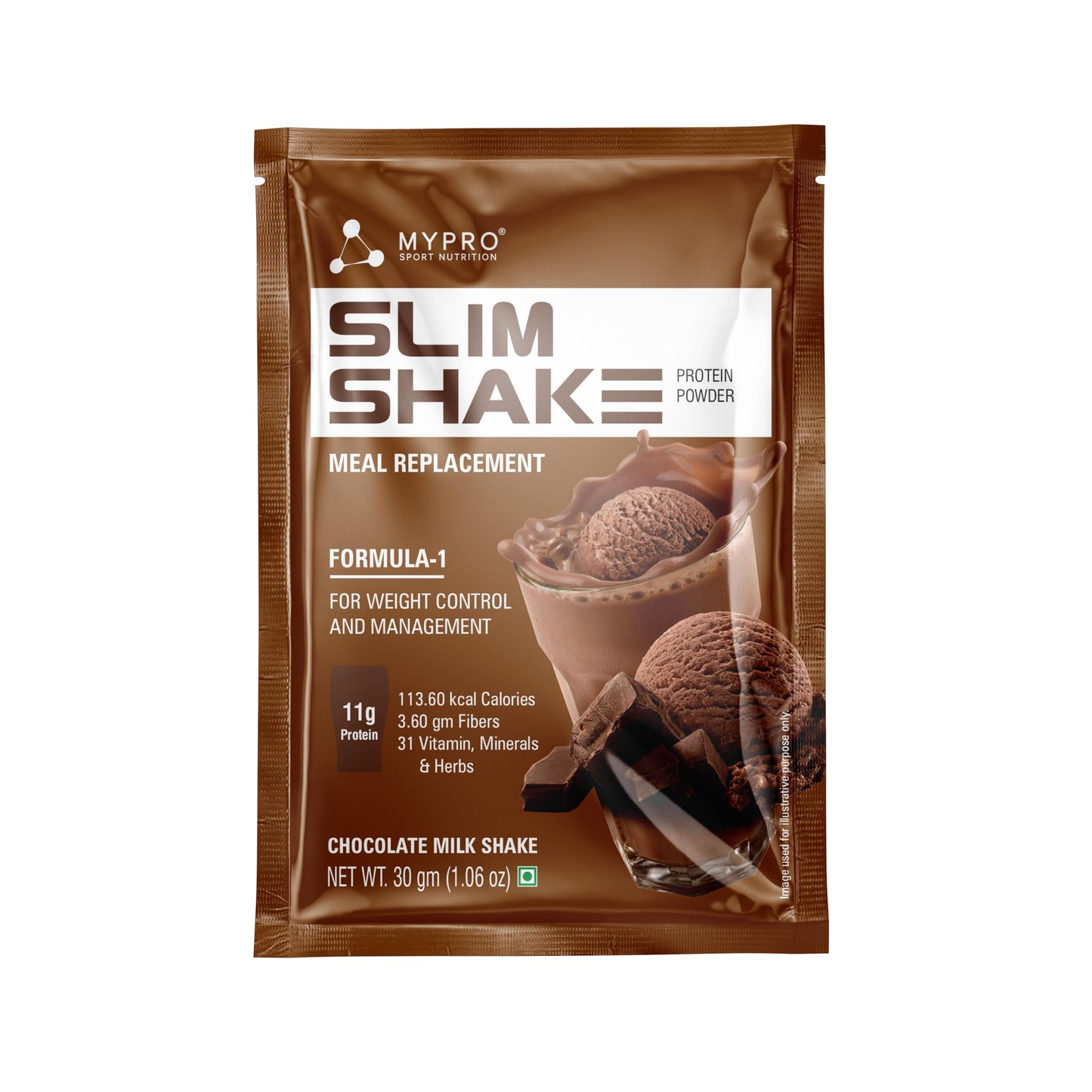 Mypro Sport Nutrition 10-Travel Pouch-Slim Shake Protein Powder-Meal Replacement Shake For Weight Control & Management-Sugar-Free (10 Count (Pack of 1), Chocolate Flavour)