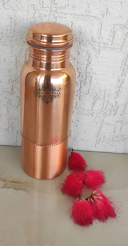 INDIAN ART VILLA Pure Copper Water Bottle with Upper Shine Lower Matt Finish Design, Drinkware, Storage Purpose, Volume-7.5 litre, Pack of 2